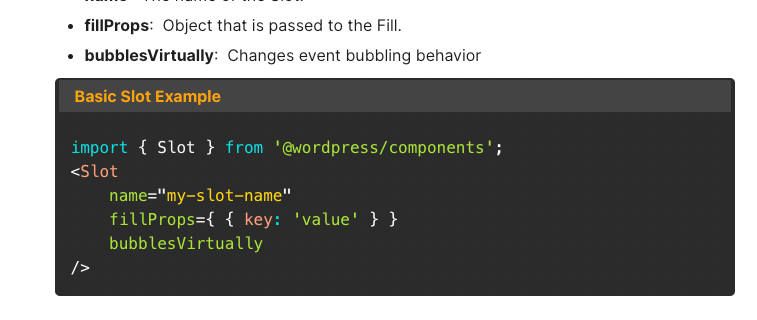 Screenshot of the Basic Slot Code Example 